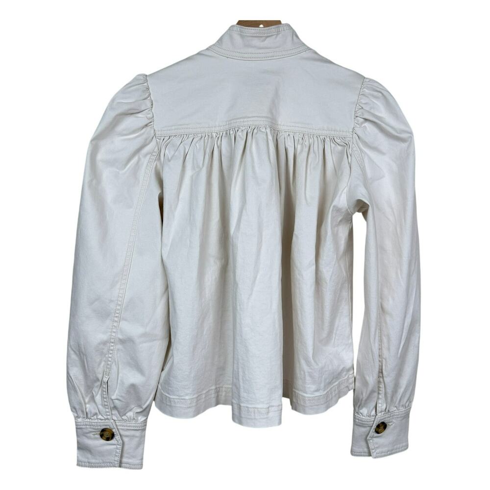Scoop Puff Sleeve Cotton Jacket Cropped Trench Stand Collar Romantic Soft Girl M - Picture 3 of 11
